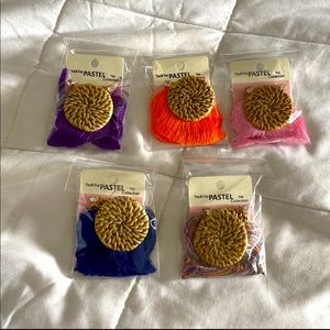 SET OF 5 RIBBON WOOD EARRINGS